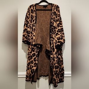 Lane Brynat Leporad Print Waterfall Cardigan w/pockets